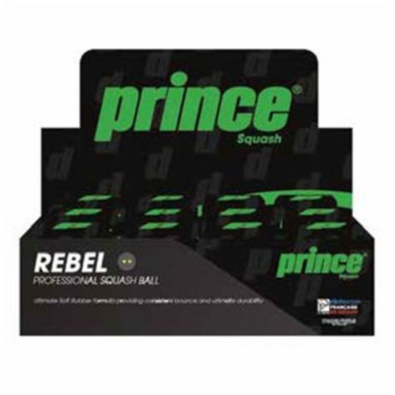 Prince Squash Balls- Rebel Single Yellow 1 Dz Box