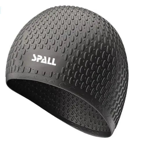 swimming cap comfortable rubber swim bubble cap waterproof high elastic for long short and curly hair curly braids silicone shower hat keep hairstyle | ideal for all surfaces, kids & adults | match-ready