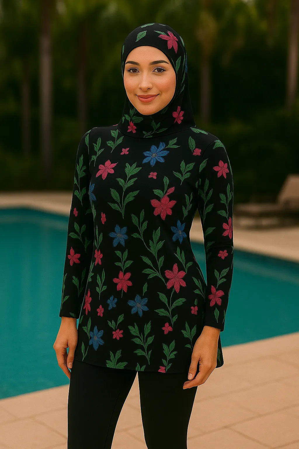 women’s islamic full coverage swimwear – modest swimming costume – available in black & blue