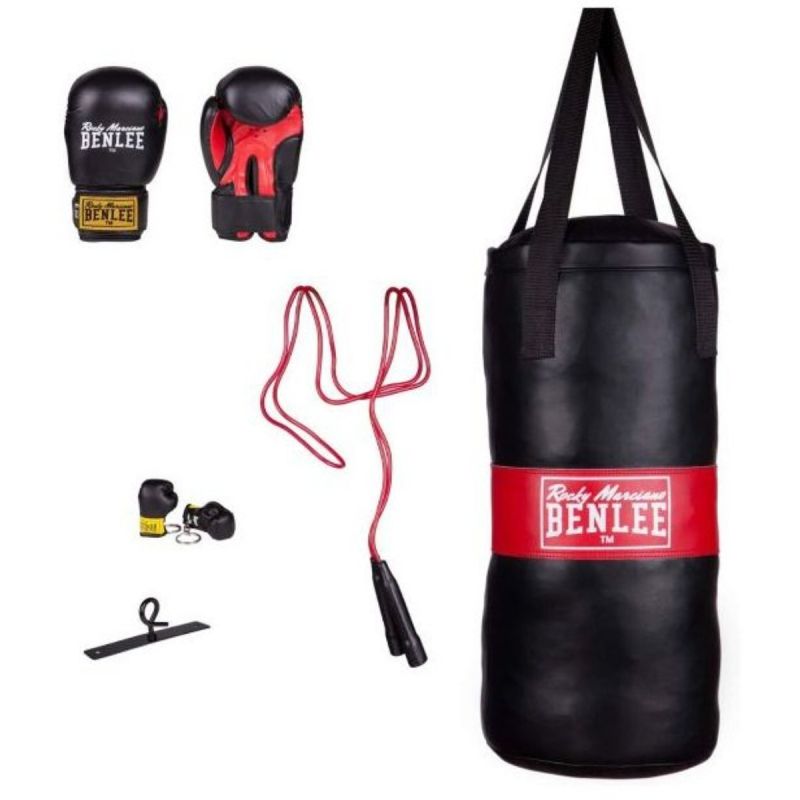 benlee boxing bag ; glove set punchy black
